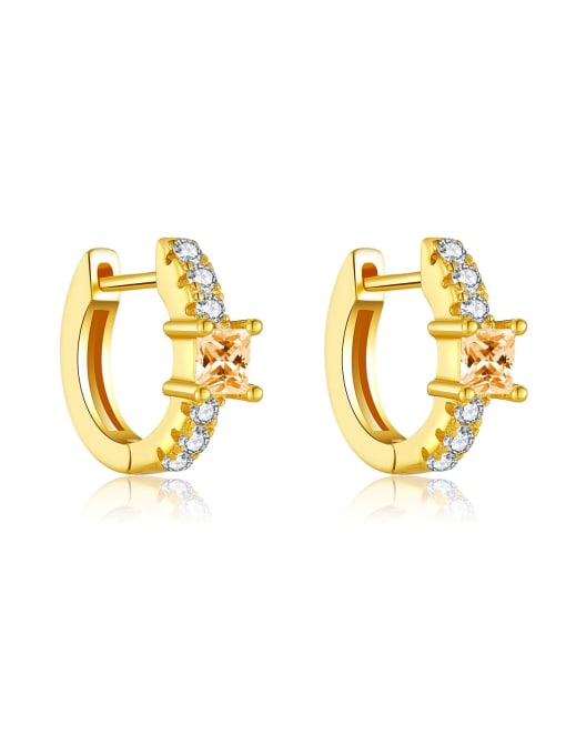 18k gold [champagne] 925 Sterling Silver Cubic Zirconia Geometric Dainty Stud Earring